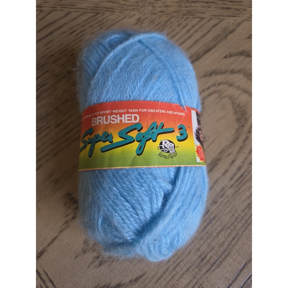 Vintage Lana Moro Yarn Super Soft 3 Color 7540 Baby Blue Brushed Fluffy New